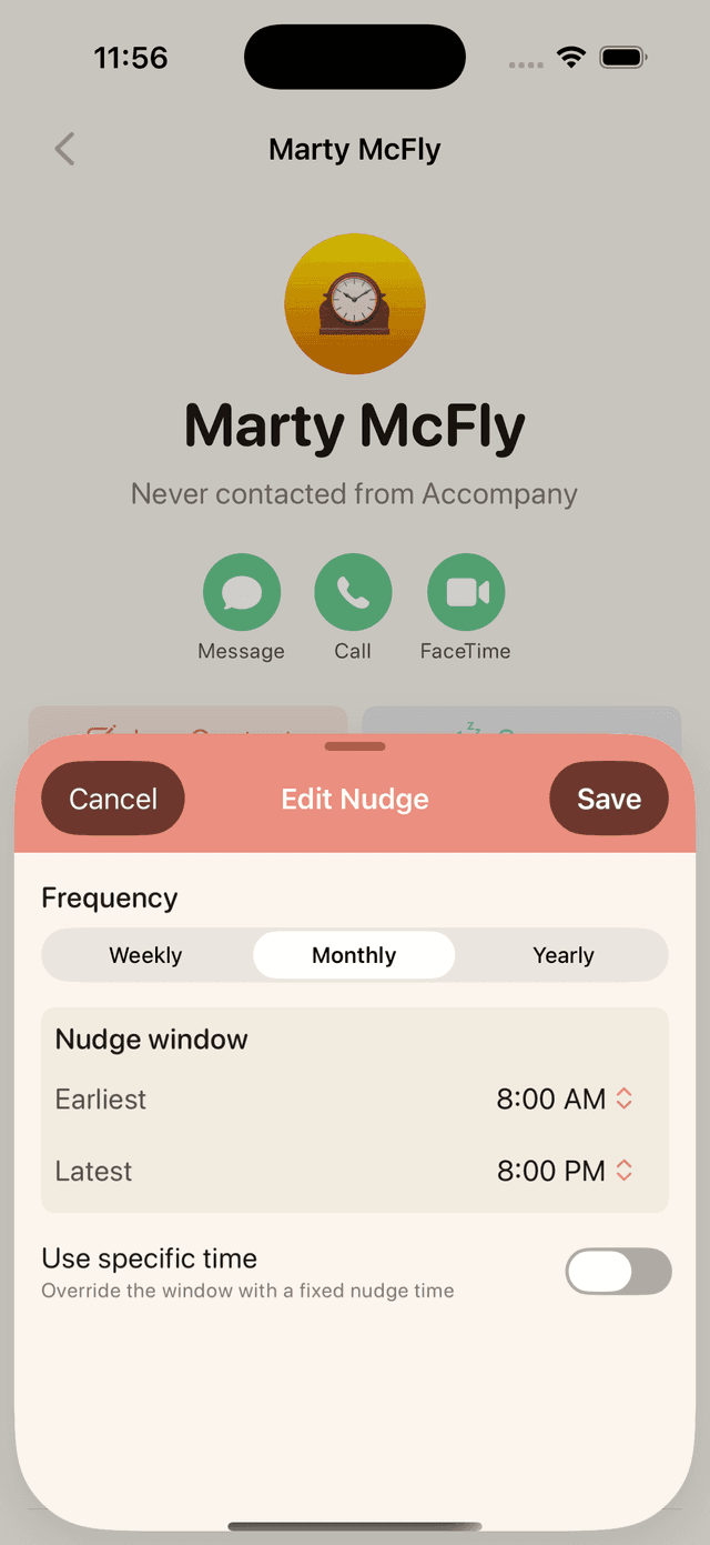 Accompany contact detail with nudge editing